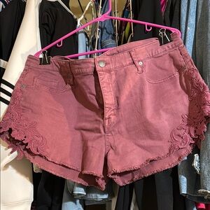 Mossimo Supply Co Pink Jean Shorts Frayed Hem